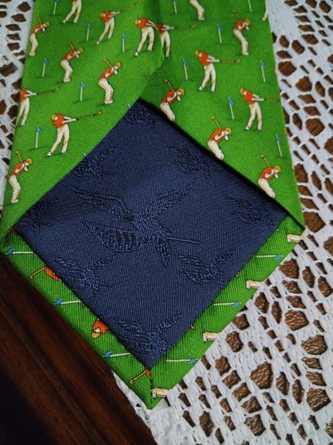 Men's Tie - American Living Tie - Classic Size, Silk, Green - Golf - Picture 5 of 6