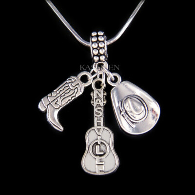 Nashville Tennessee Country Music Guitar South Western Cowboy Hat Boots Necklace