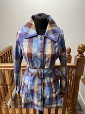 Numph Checked Belted Trench Coat Size Uk 12