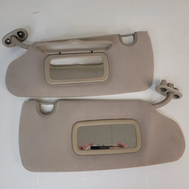 2001-2003 Dodge Durango Sun Visors Cloth Mirror Beige Pair OEM - Image 2 of 3