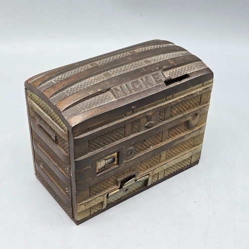 Cast Iron H&H Trunk-Form Register Savings Bank