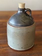 Vintage Two-Toned Stoneware Jug 8 x 6 - Great Shape! Made In USA