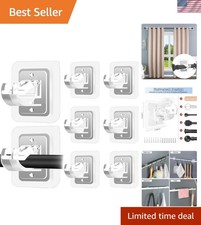 Self Adhesive No Drill Adjustable Curtain Rod Holder Hooks Brackets, Nail Fre...