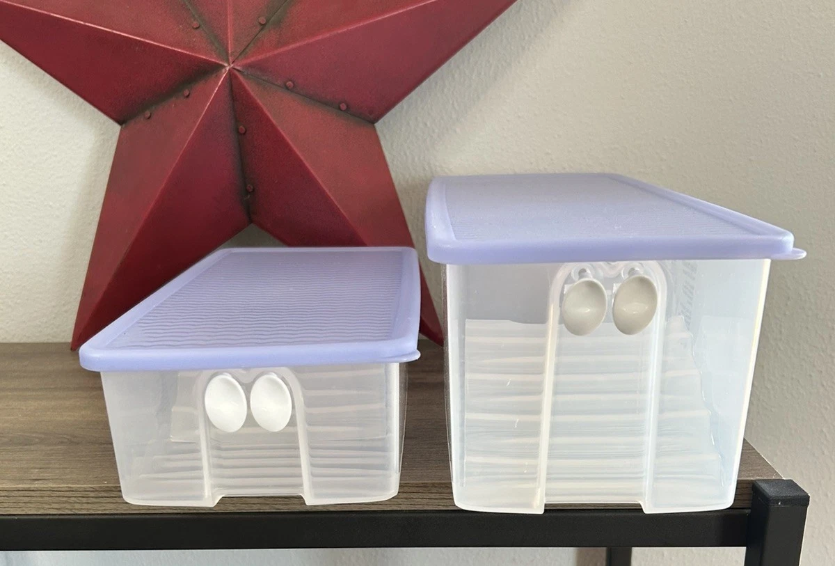 Tupperware Rectangle FRIDGESMART Vented Container Clear/Blue w/divider Lot of 2
Opens in a new windo