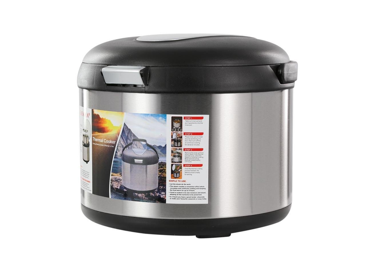 Stainless Steel Thermal Cooker,Black,5 Qt.