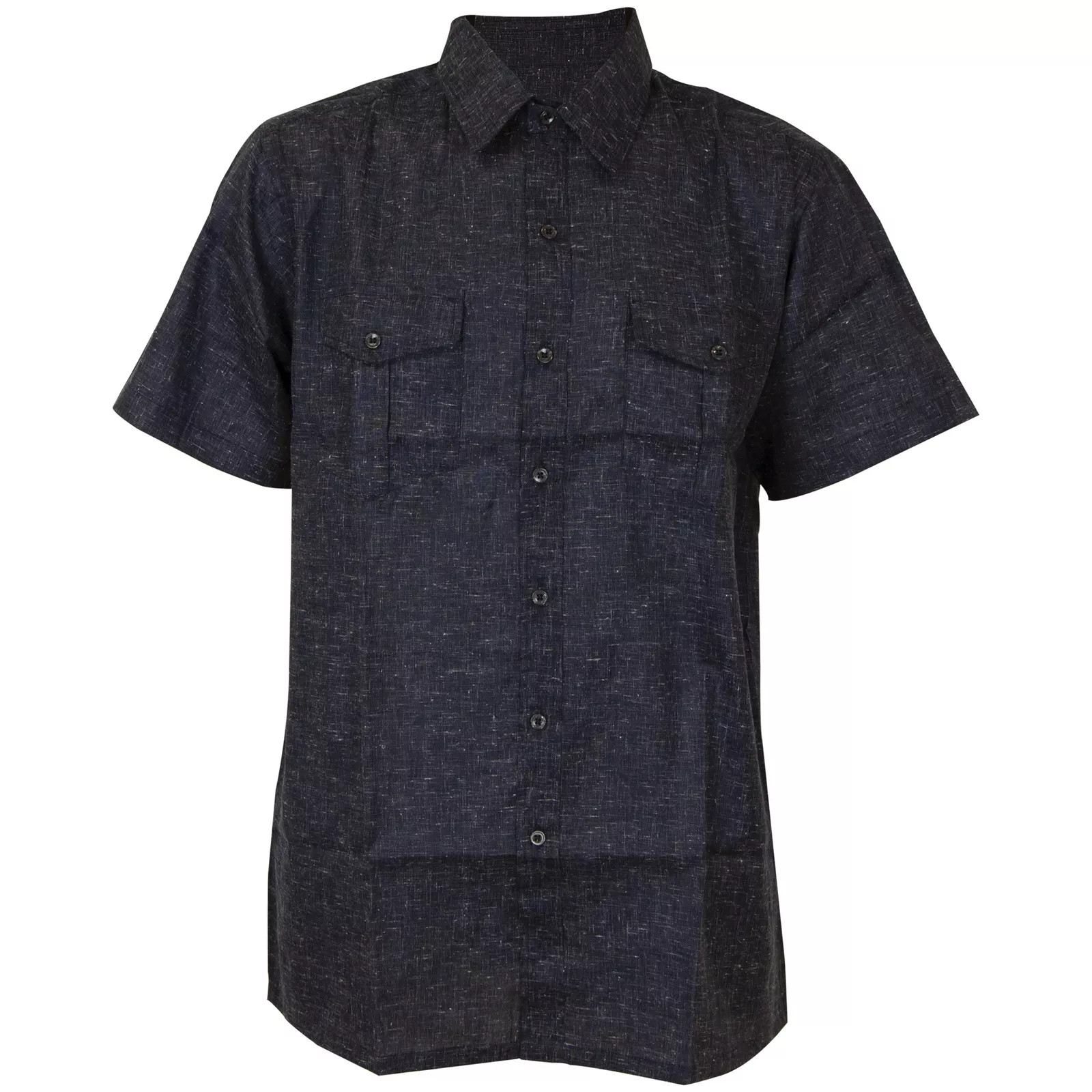 Men's Dual Pocket Short Sleeve Button-Up Shirt in Blue, Medium