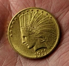 1911 $10  Indian Head Gold Coin BU Brilliant Uncirculated Nice Pop, Spotless
