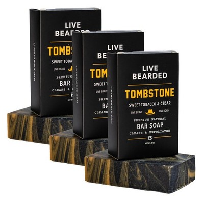 Live Bearded All-Natural Bar Soap For Men 3-Pack Of 5 Oz - Made In The Usa -