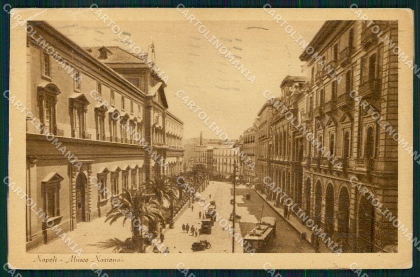 Napoli Città Museo Nazionale Tram PIEGHINA cartolina MX5218