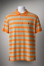 Vintage Polo Ralph Lauren Polo Shirt Striped Pastel Orange Blue Men's XL Pique