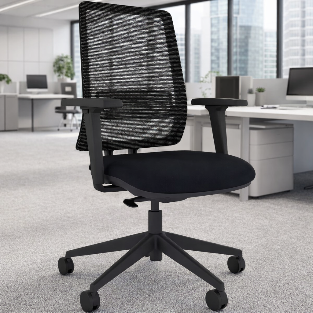 Energi-24 AX100 Ergonomic Office Computer Desk Swivel Chair Black Mesh Fabric