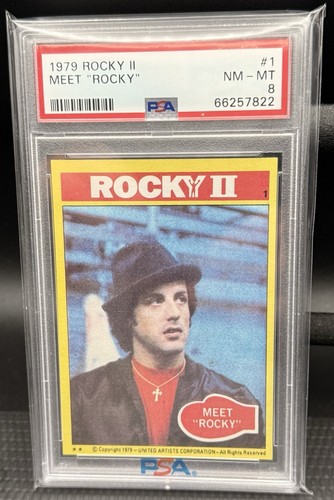 1979 ROCKY BALBOA ROOKIE CARD #1 -- "MEET ROCKY" -- RARE PSA 8