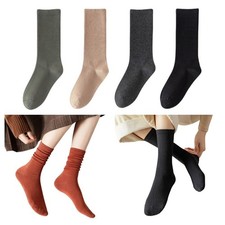 5 Pairs Women Girl Stretch Mid Calf Socks Sports Outdoor Elastic School Socks
