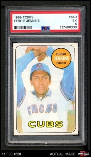 1969 Topps #640 Fergie Jenkins Cubs HOF PSA 5 - EX