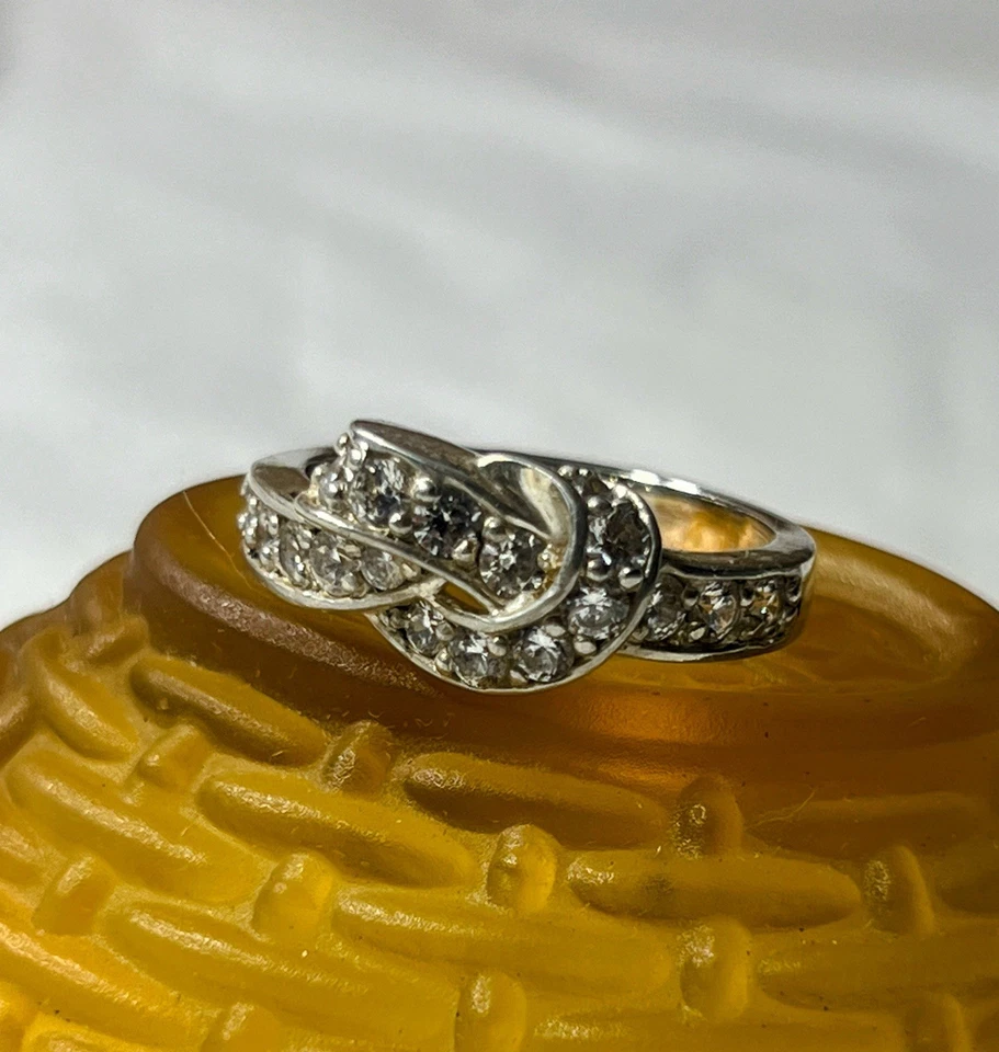 Linda joyería Jose Hess Diamonique plata esterlina y nudo circonita cúbica talla 8 de colección años 90 Foto 2 de 4