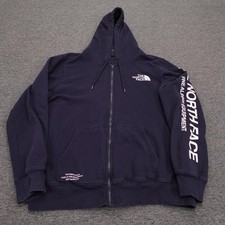 The North Face Hoodie Mens Large Blue Full Zip Fleece Sweatshirt Sleeve Logo