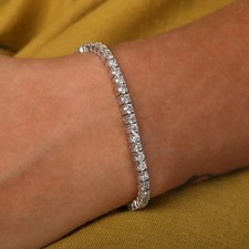 12Ct Round Diamond Tennis Bracelet for Any Occasion 14K White Gold Finish 7" In