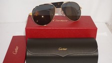CARTIER Sunglasses Aviator Gold Leather Grey CT038S 015 58 16 135