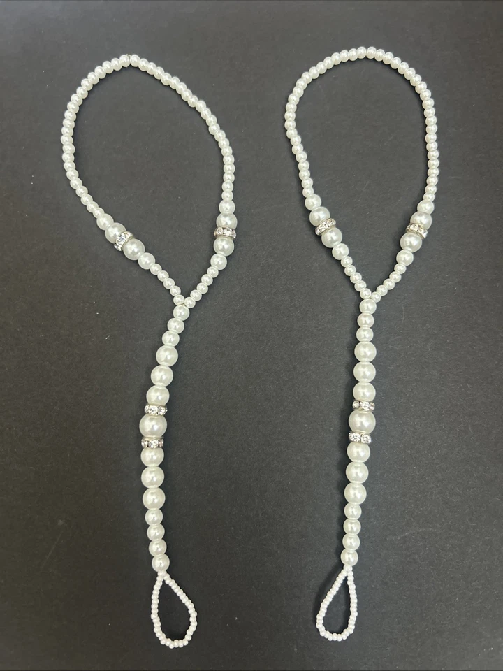 Par de perlas sandalias descalzas tobillo pie dedo del pie anillo tobillera conjunto elástico verano Foto 2 de 4