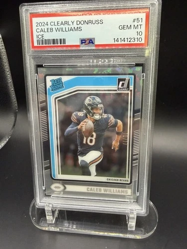 2024 Clearly Donruss Rated Rookie Caleb Williams Ice /17 PSA 10 FOTL Pop 3