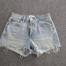 AGOLDE Denim Shorts Womens 23 Light Wash Blue Parker High Rise Cutoff Frayed Hem