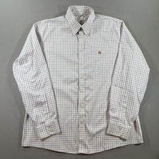 Brooks Brothers Milano Non Iron Stretch Shirt Mens XL White Check Dress Supima