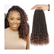 10 Inch Box Braids Crochet Hair with Curly Ends 8 Packs Pre-looped ... Fast Ship