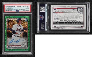 2020 Bowman Chrome Prospects Green Shimmer Refractor /99 Bryce Ball PSA 9 Auto