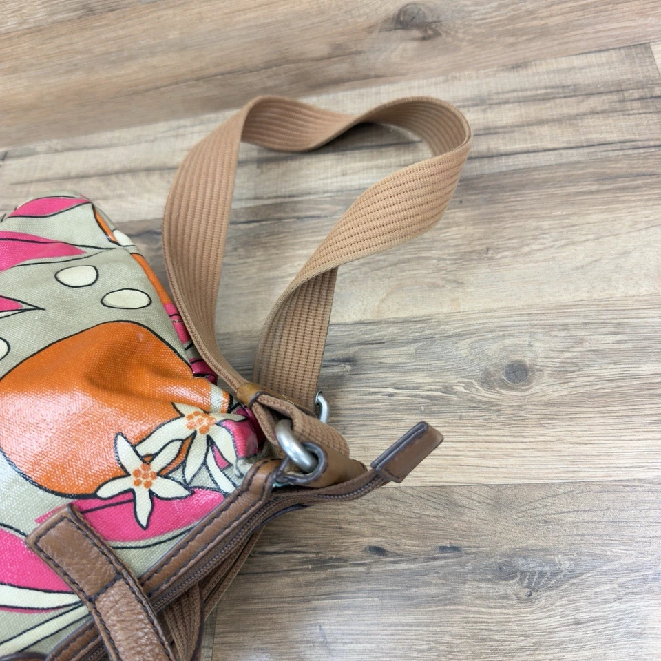 Rare Fossil Key Per Vintage Canvas Leather Messger Turn Lock Bag Handle Shoulder - Image 2 of 4