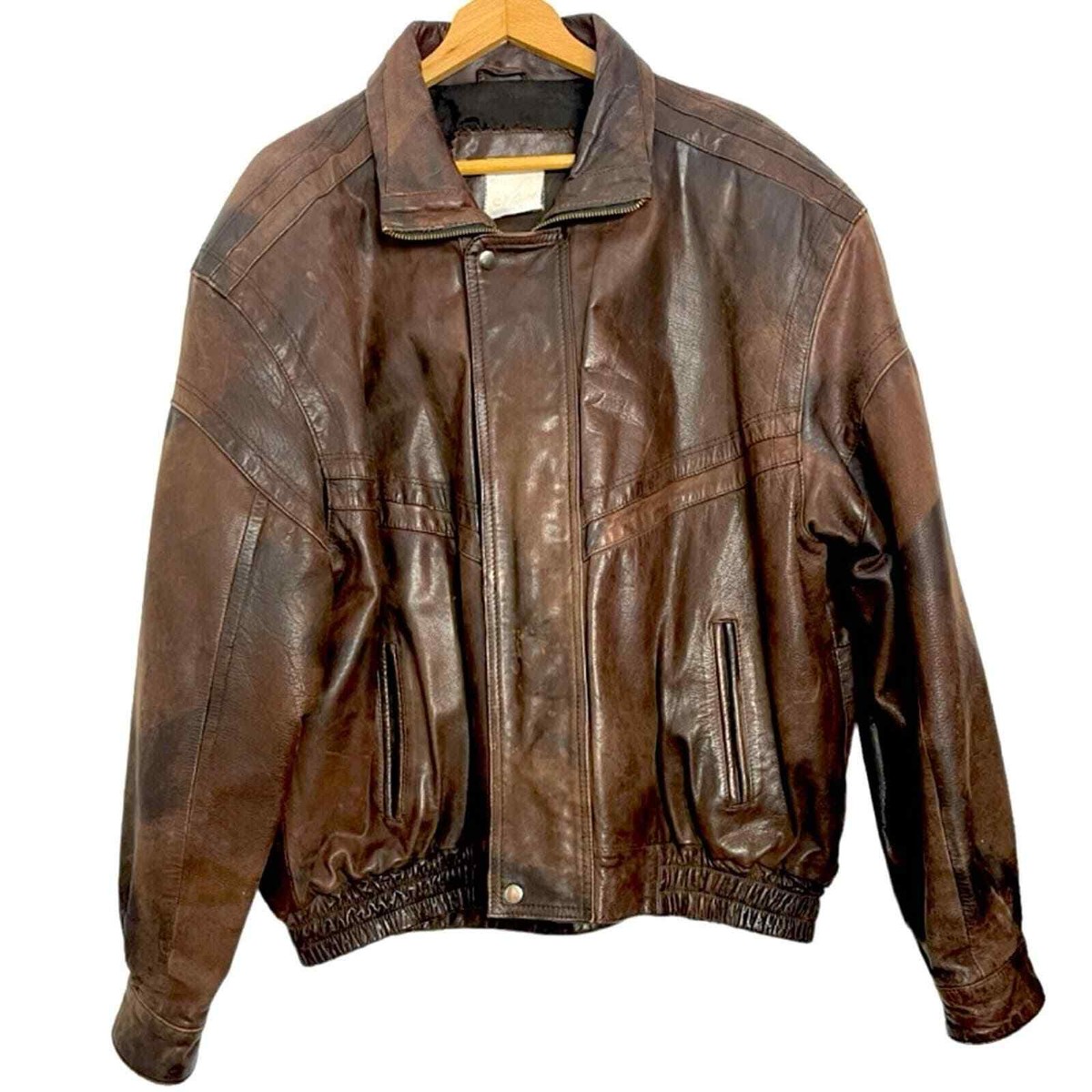 Vintage 80s-90s Rich Brown Leather Distressed Destroyed Vintage 80s-90s Rich Brown Leather Distressed Destroyed