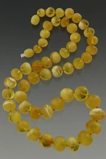 Genuine BALTIC AMBER Egg Yolk Honey Baroque Knotted Bead Necklace 33.6g 180927-7