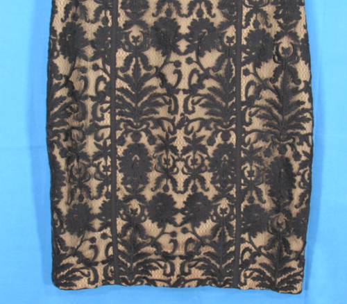 CYNTHIA STEFFE Black LACE OVERLAY Nude Liner BACK-ZIP Classy SHEATH DRESS Sz 4 - Picture 4 of 6