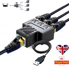 RJ45 SPLITTER ADAPTER LAN NETWORK ETHERNET CABLE 1-3 WAY DUAL CONNECTOR PLUG
