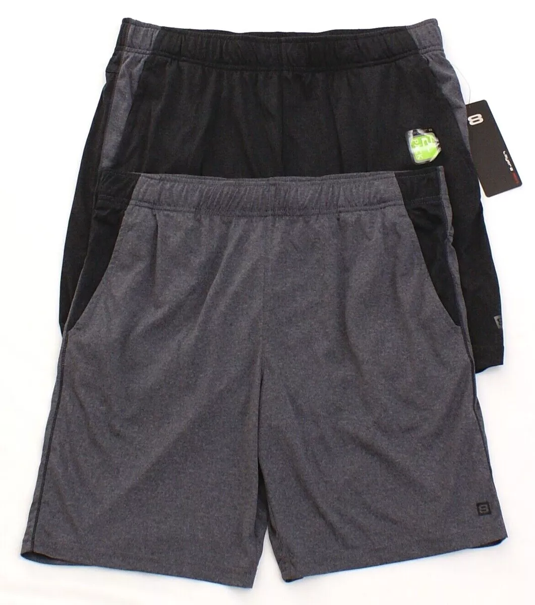 Layer 8 2 Pack Black Gray Quick Dry Athletic Shorts Men s Size