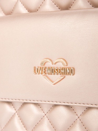 LOVE MOSCHINO Backpack Large Size Quilted Pearl Rose Gold Pink Limited Edition - Picture 5 of 9