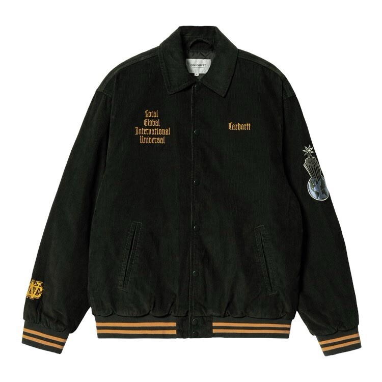 【希少】Carhartt WIP LETTERMAN JACKET 2429 CARHARTT WIP letterman corduroy Jacket - Dark Green - Brand New