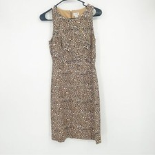 J. Crew Factory Leopard Cheetah Print Basket Weave Sheath Sleeveless Dress Sz 0