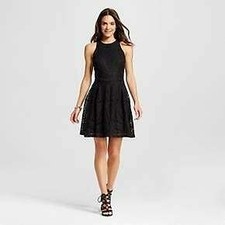 MASSIMO'S Little Black Lace Halter Dress, Size S