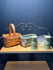 Longaberger 2001 Salt and Pepper Shaker Basket Sage liner & protector