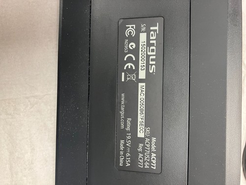 Targus Universal 3.0 DV2K Docking Station Model ACP77USZ-64 With POWER Cable - Picture 8 of 14