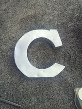 Silver Metal Letter "C" Sits 12"