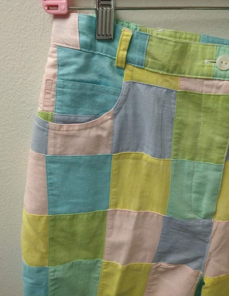 Calça Vintage David Brooks 10 Pastéis Xadrez Patchwork Chino Casual Golfe Madras - Imagem 4 de 4