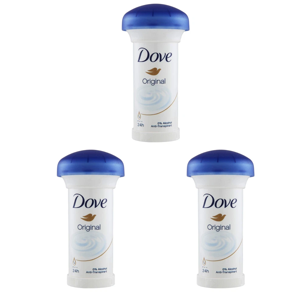 3 x 50ml Dove Mushroom Antiperspirant Deodorant Stick Original 0% Alcohol