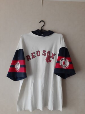 Vintage 90's Red Sox Apex One MLB Baseball Hooded Jersey Shirt Size M