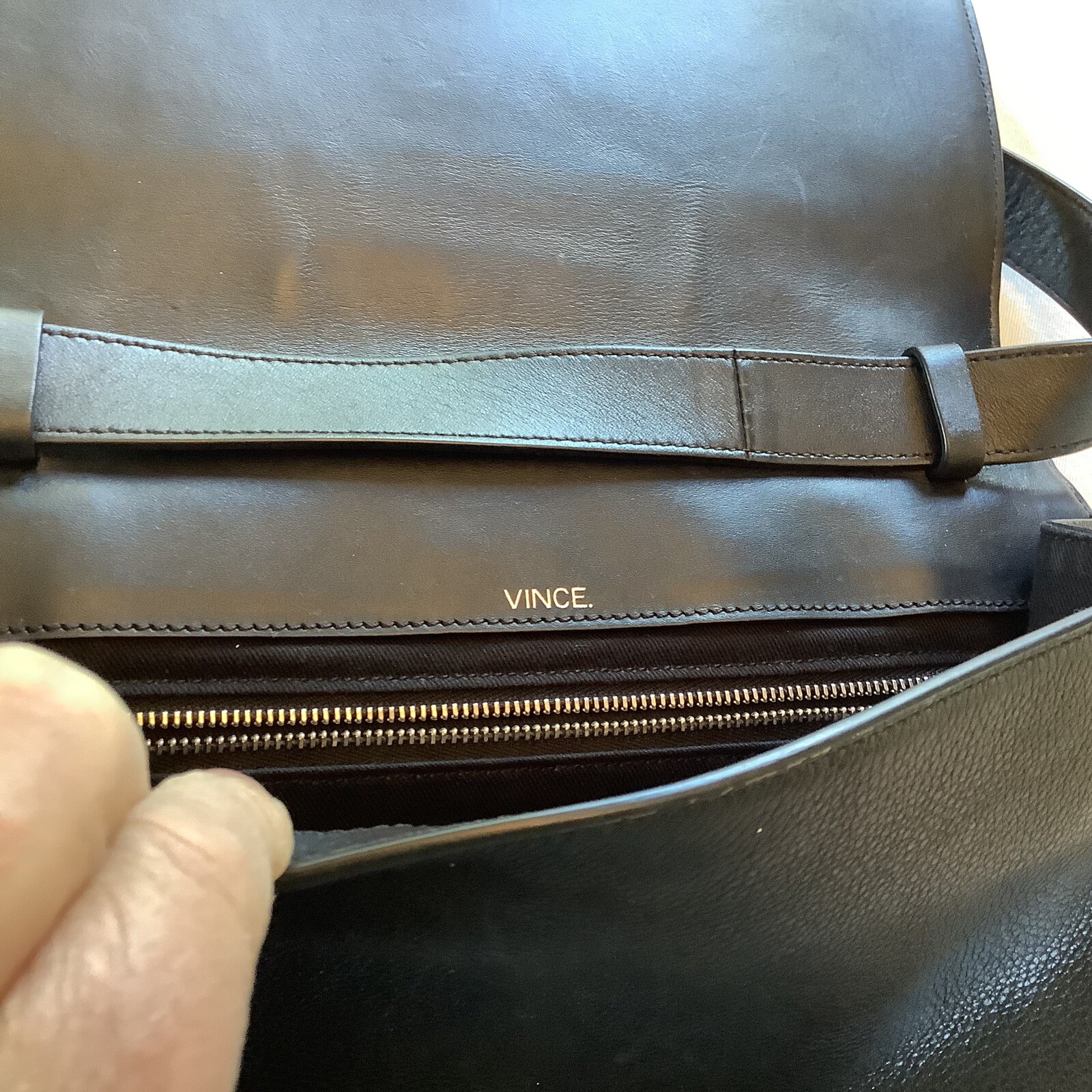 Vince Python Embossed Black Leather Crossbody Han… - image 5