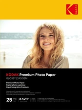 Kodak photo paper 8.5 x 11 glossy, 25 count 89 lb - 240 g/m (41173-9891189)