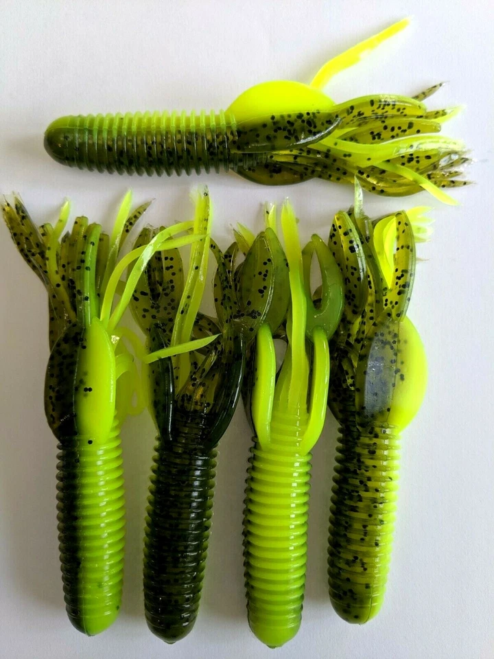 15 pk 4" Craw Tube - WATERMELON CHART - Lake Fork Style CRAW TUBE-SCENT SALT-USA - Image 2 of 4