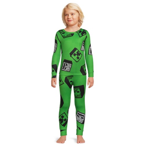 Minecraft Boy's 2 Piece Long Sleeves Pajama PJ Sleepwear Set Size 4 Green - Picture 2 of 9