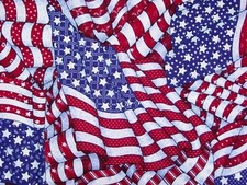 Waving American Flag Cotton Fabric 2 Fancy DIY Craft Quilting 4th of July 3/4yd
