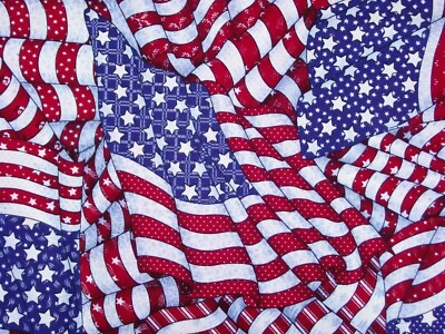 Waving American Flag Cotton Fabric #2 Fancy DIY Craft Quilting 4th of July 3/4yd